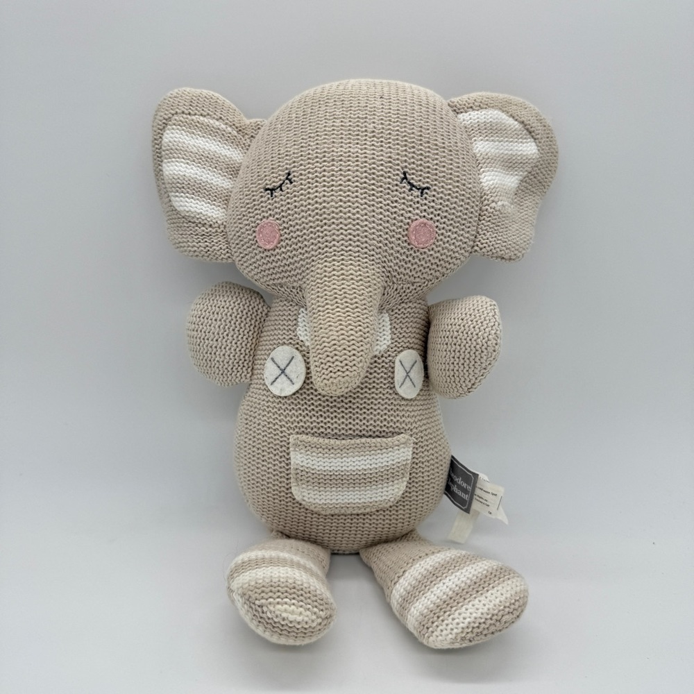 Theodore Elephant Living Textiles Baby Toy Gray Plush Rattle Stuffed Animal 13”